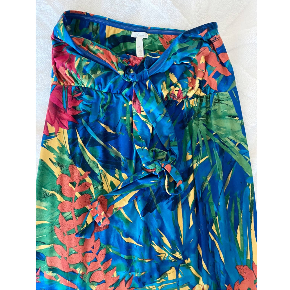 Soma Blue Tropical Halter Maxi Dress with Red & Yellow Accents - Picture 11 of 13